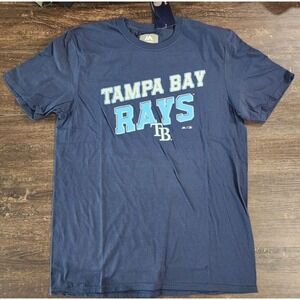 Majestic Men's T Shirt‎ Size Large Tampa Bay Rays MLB Blue Crew Neck Cotton